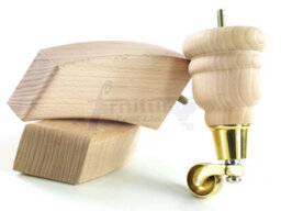 L&F Wood Furniture Feet 2X With Castors 2X Curved Back Replacement Legs For Sofas Chairs Stools Settees M8 - thumbnail 6