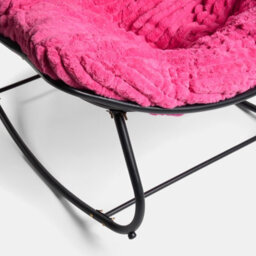 Ohs Ribbed Faux Fur Rocking Chair Upholstered Metal Frame Cushioned - Hot Pink - thumbnail 7