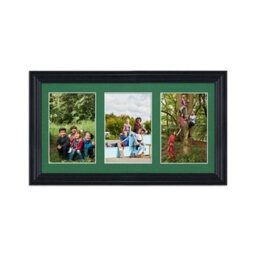 AK Frames 40X20Cm Black Classic Multi Photo Frame With Emerald Mount - Holds 3 Apertures (3X) 6X4 Photos - thumbnail 1