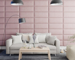 Aspire Easymount Wall Mounted Upholstered Panels, Modular Diy Headboard In Pure Pastel Cotton Fabric, Tea Rose (Pack Of 4) - thumbnail 2