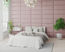 Aspire Easymount Wall Mounted Upholstered Panels, Modular Diy Headboard In Pure Pastel Cotton Fabric, Tea Rose (Pack Of 4) - thumbnail 3