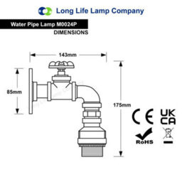 Long Life Lamps Company Industrial Single Head Rustic Water Pipe Wall Light Fixture M0024 - thumbnail 2