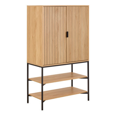 Furniture To Go Jaipur Cabinet 2 Doors 3 Shelves With Oak Lamella Front - image 1