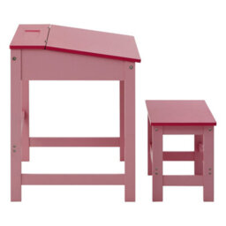 Orsina Durable Children's Pink Desk And Stool, Sleek Functional Desk For Children, Angled Surface Desk And Stool - thumbnail 4