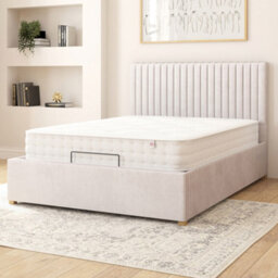 Aspire Grant Electric Adjustable Bed Upholstered With Pocket Sprung Mattress Uk Made, Plush Light Silver, Size Single - thumbnail 2
