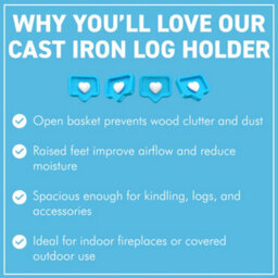 Thorness Cast Iron Log Holder Firewood Basket Fireside Log Storage Cradle  For Fireplace  Wood Burner Firewood Accessories Tidy Hearth - thumbnail 8