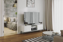 Arte Querty 05 Tv Cabinet In White Matt - Modern Elegance With Ample Storage - W1500mm X H500mm X D410mm - thumbnail 2