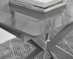 Furniturebox Lira Modern Rectangular Grey High Gloss Extending Dining Table 100Cm 4 Or 6 Seater With White Metal Starburst Legs - thumbnail 3