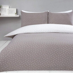 Gr8 Home Sleepdown Mini Polka Dots Mink White Reversible Duvet Set Quilt Cover Bedding Super King - thumbnail 3