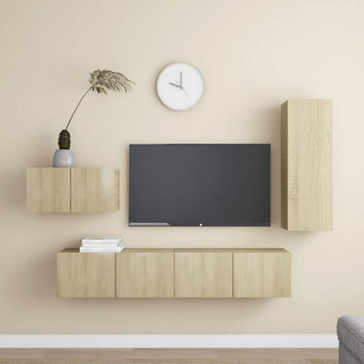 Berkfield 4 Piece Tv Cabinet Set Sonoma Oak Engineered Wood - image 1