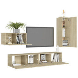Berkfield 4 Piece Tv Cabinet Set Sonoma Oak Engineered Wood - thumbnail 3