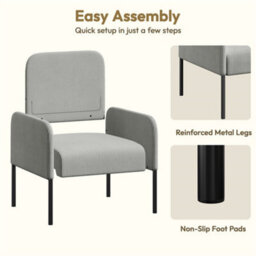 Yaheetech Modern Corduroy Tub Accent Chair, Upholstered Armchair With Removable Pillow Back, Light Grey - thumbnail 6