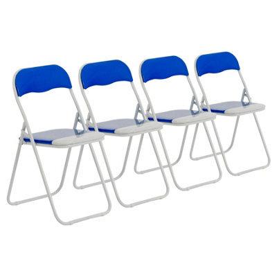 Harbour Housewares Coloured Padded Folding Chairs - Blue - Pack Of 4 - image 1