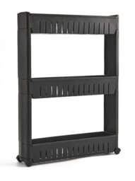Hygrad Built to Survive Slim Slide Out Kitchen Trolley Rack Holder Storage Shelf Organiser Moving Wall Cabinets Tower Holder Rack On Wheels 3 Tier - Black - thumbnail 5
