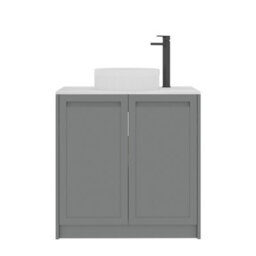 Royal Bathrooms Royal Bathroom Elmore 800mm Matt Pebble Grey Freestanding Countertop Bathroom Vanity Unit 2 Door With Round Basin - thumbnail 7