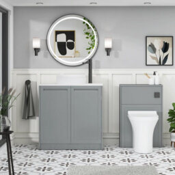 Royal Bathrooms Royal Bathroom Elmore 800mm Matt Pebble Grey Freestanding Countertop Bathroom Vanity Unit 2 Door With Round Basin - thumbnail 5