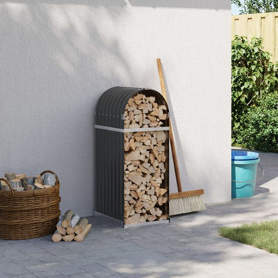 Walplus Log Holder Anthracite 40X45X100 Cm Galvanised Steel - image 1