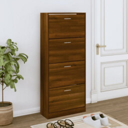 Berkfield Shoe Cabinet Brown Oak 63X24X147 Cm Engineered Wood - thumbnail 1