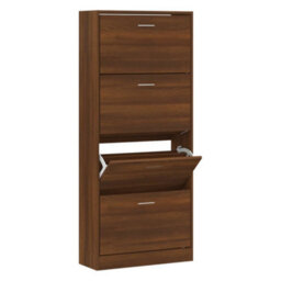 Berkfield Shoe Cabinet Brown Oak 63X24X147 Cm Engineered Wood - thumbnail 2