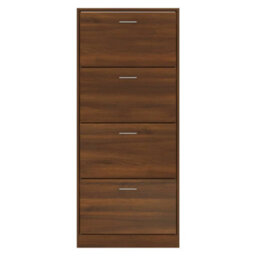 Berkfield Shoe Cabinet Brown Oak 63X24X147 Cm Engineered Wood - thumbnail 4
