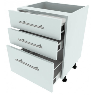 Kitchen Cabinet - 720mm High 600mm Wide - 3 Drawer Base Unit - Soft-Close Drawers - White Gloss - Flat Pack - image 1