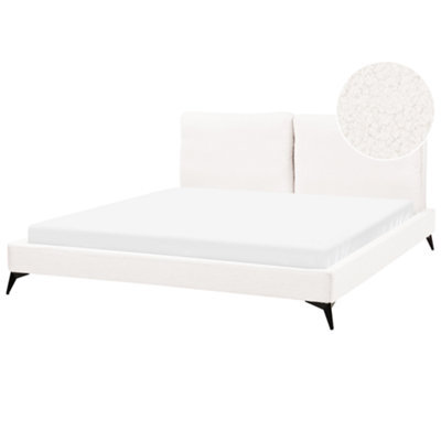 Beliani Bed Boucle Melle 180 X 200 Cm (Eu Super King) Off-White - image 1