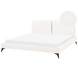 Beliani Bed Boucle Melle 180 X 200 Cm (Eu Super King) Off-White - thumbnail 1
