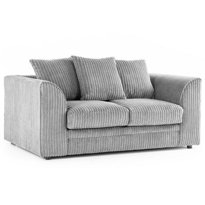 Furnishings For Less UK Luxor Jumbo Cord Silver Fabric 2 Seater Sofa - image 1