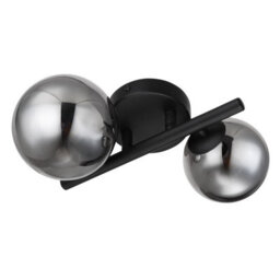 Luminosa Lighting Luminosa Riha Globe Wall Lights Matt Black Smoke Glass Shade 2X G9 3000K - thumbnail 2