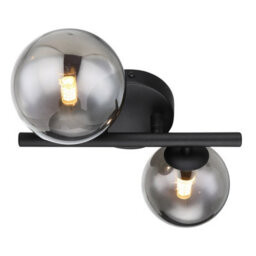 Luminosa Lighting Luminosa Riha Globe Wall Lights Matt Black Smoke Glass Shade 2X G9 3000K - thumbnail 3