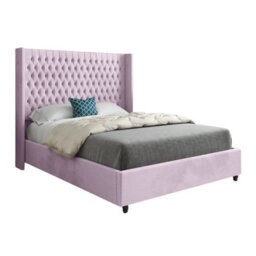 Serenova Straight Winged Upholstered Soft Velvet Designer Bed Frame - thumbnail 1