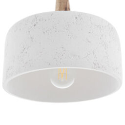Wyld And Coco Cracked Gypsum Pendant Lamp White With Oak Accents, W24 X D24 X H113Cm - thumbnail 3