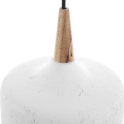 Wyld And Coco Cracked Gypsum Pendant Lamp White With Oak Accents, W24 X D24 X H113Cm - thumbnail 6