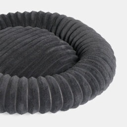 OHS Faux Fur Ribbed Round Donut Pet Bed Washable Calming Dog Beds, Grey - thumbnail 2