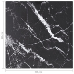 Berkfield Table Top Black 40X40 Cm 6 mm Tempered Glass With Marble Design - thumbnail 5
