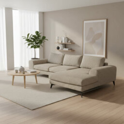 Abakus Direct Venice Chenille Corner Sofa In Taupe Right Facing With Deep Seats And Extra-Wide Padded Arms - thumbnail 2
