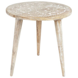 Beliani Set Of 2 Side Tables Uday Mango Wood White - thumbnail 4