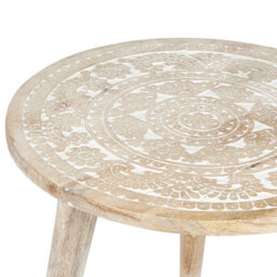 Beliani Set Of 2 Side Tables Uday Mango Wood White - thumbnail 6