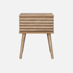 Sweeek - Scandi-Style Bedside Table With Grooved Wooden Effect Madere Natural 29X40X50.5 Cm - thumbnail 2