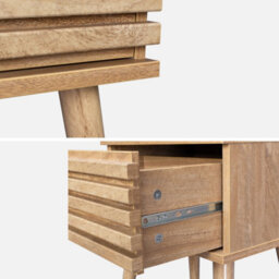Sweeek - Scandi-Style Bedside Table With Grooved Wooden Effect Madere Natural 29X40X50.5 Cm - thumbnail 4