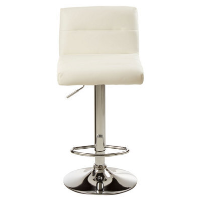 Orsina Sleek White Seat Bar Stool With Chrome Base, Comfortable Bar Chair, Adjustable Height Modern Bar Stool - image 1