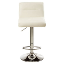 Orsina Sleek White Seat Bar Stool With Chrome Base, Comfortable Bar Chair, Adjustable Height Modern Bar Stool - thumbnail 1