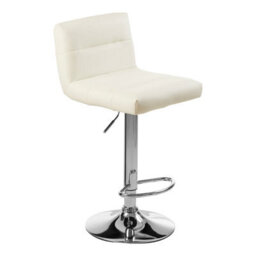Orsina Sleek White Seat Bar Stool With Chrome Base, Comfortable Bar Chair, Adjustable Height Modern Bar Stool - thumbnail 2