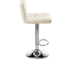 Orsina Sleek White Seat Bar Stool With Chrome Base, Comfortable Bar Chair, Adjustable Height Modern Bar Stool - thumbnail 3