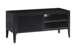 Wyld Haus Goiania Black Ribbed Wood 1 Door Tv Unit With Open Shelves And Compact Matt Finish - thumbnail 3