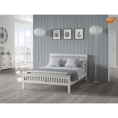 Worcester 4Ft Small Double Aldershot White Shaker Style Wood Bed Frame - (131Cm)