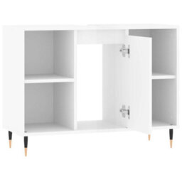 Berkfield Bathroom Cabinet High Gloss White 80X33X60 Cm Engineered Wood - thumbnail 5