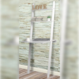 Urbn-Living Urbnliving Height 156Cm Ladder Desk 2 Shelf White Wooden Computer Table - thumbnail 2