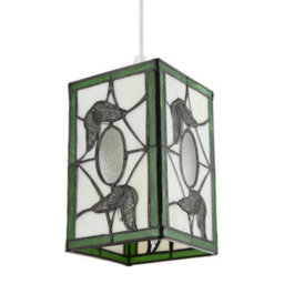 Happy Homewares Traditional Lantern Tiffany Pendant Lighting Shade With Butterflies - thumbnail 8
