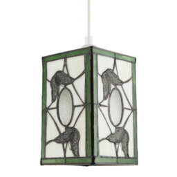 Happy Homewares Traditional Lantern Tiffany Pendant Lighting Shade With Butterflies - thumbnail 1
